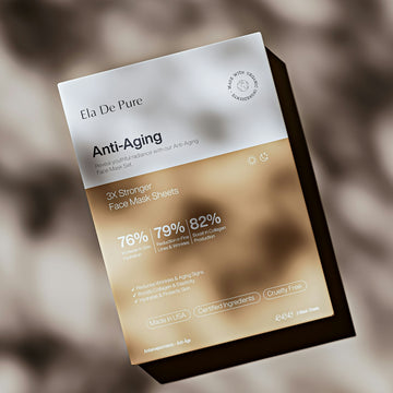 Anti-aging face mask sheets with percentages